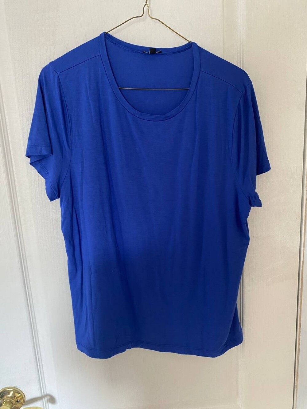 Express Fitted Cobalt Blue Short Sleeve T Shirt Double Lined Front Size XL
